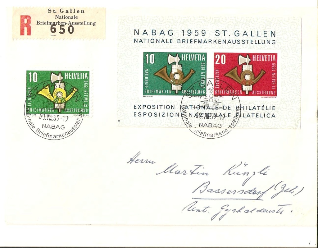 SBK W38 (Mi Bl. 16) Gedenkblock zur Nationalen Briefmarkenausstellung St. Gallen (NABAG) 1959 Nabag10