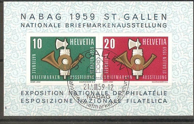 SBK W38 (Mi Bl. 16) Gedenkblock zur Nationalen Briefmarkenausstellung St. Gallen (NABAG) 1959 Nabag_10