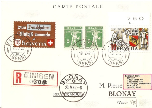 SBK 253 (Mi 398) 750 Jahre Bern Pkhand10