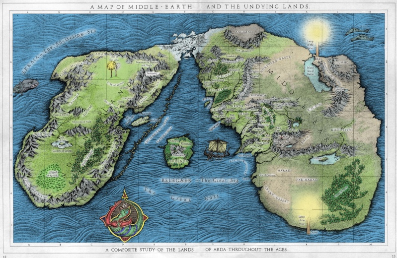 Mapa de Arda (Terra-Média, Beleriand e a Terra Imortal) A_map_11