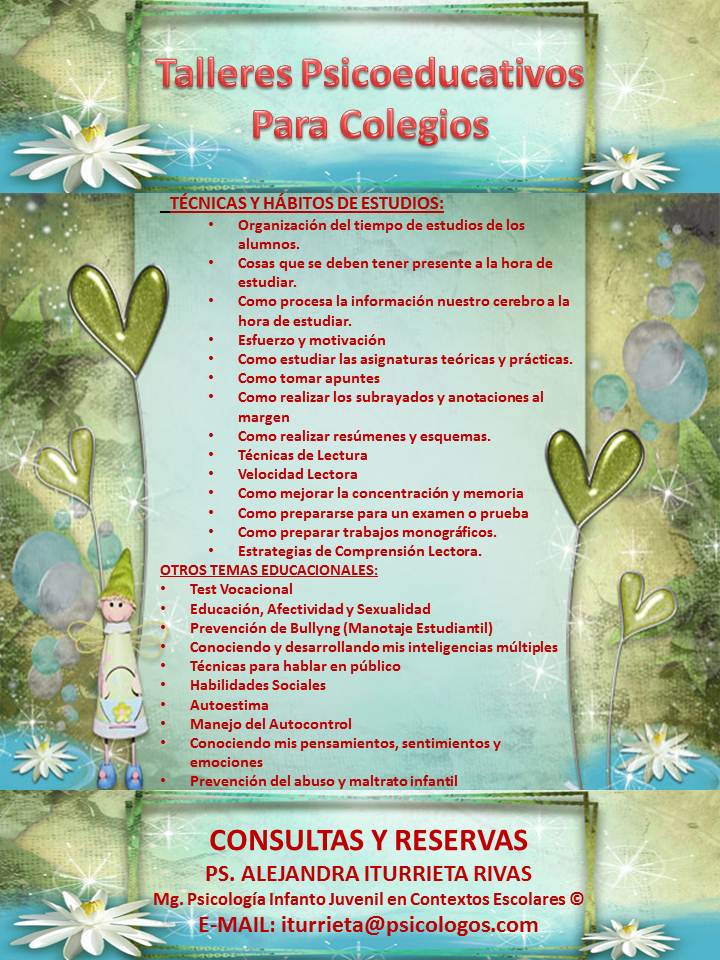TALLERES PSICOEDUCATIVOS PARA COLEGIOS Taller11