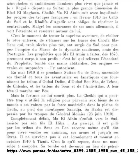 Cheikh ma -elainayne, un paradoxe purement Marocain Archiv10
