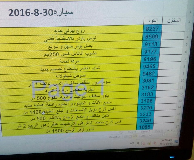 منتجات ماى واى التى توفرت اليوم الثلاثاء 30-8-2016  بفرع بني سويف 80429