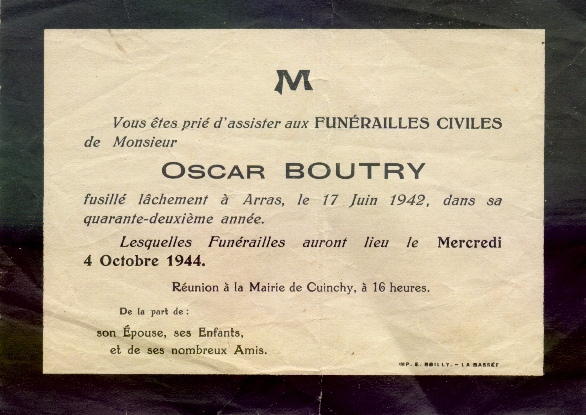 Oscar BOUTRY - Fusillé à Arras Boutry10