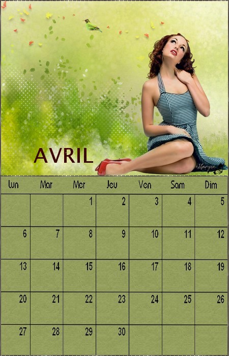 CALENDRIERS ORIGINAUX DES MOIS DE L ANNEE PAR ORDRE ALPHABETIQUE - Page 30 Avril_13