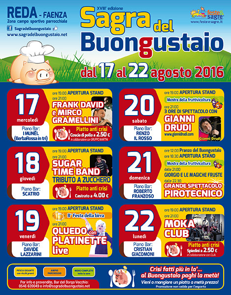 Sagra del Buongustaio a Reda di Faenza dal 17 al 22 Agosto 2016 Progra10