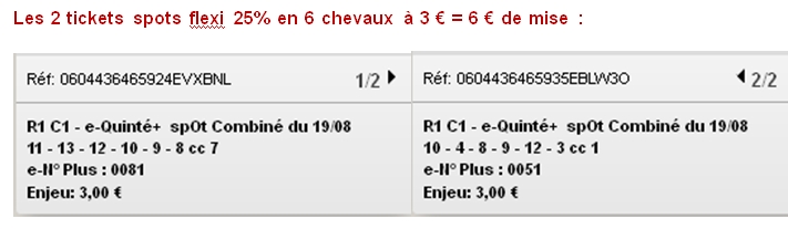 19/08/2016 --- CABOURG --- R1C1 --- Mise 6 € => Gains 3,2 €. Scree216