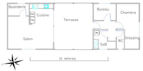 Loue villa F3 à Dumbéa Plan_m10