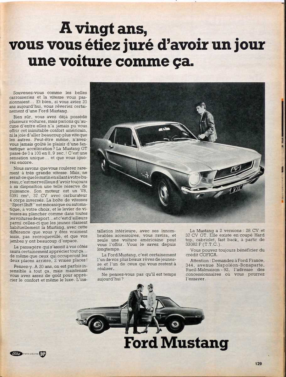 Publicitée d'origine de Mustang 1968 en France 1968_a10