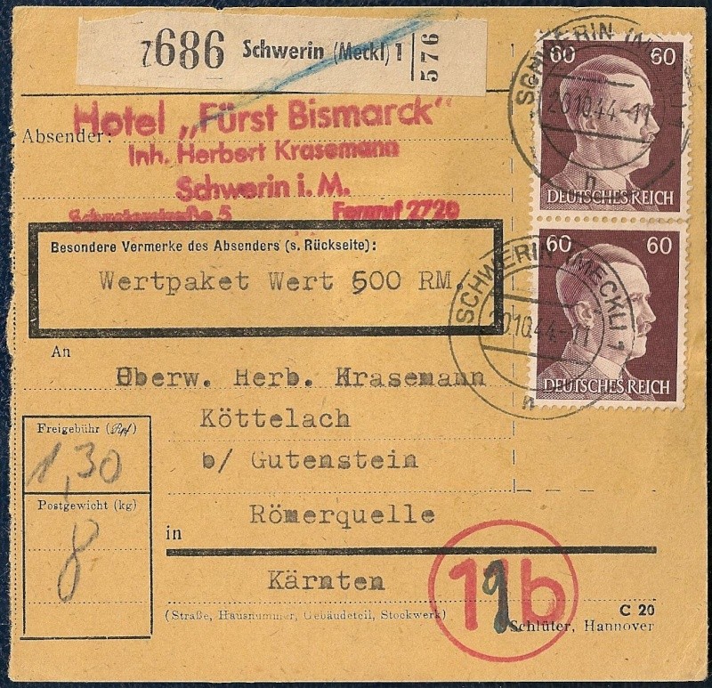 1945 - Postgebühren Pakete Deutsche Reichspost 1944/1945 210