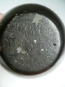 Small heavy black pot with inscribed three word mark to base, any ideas? P1180320