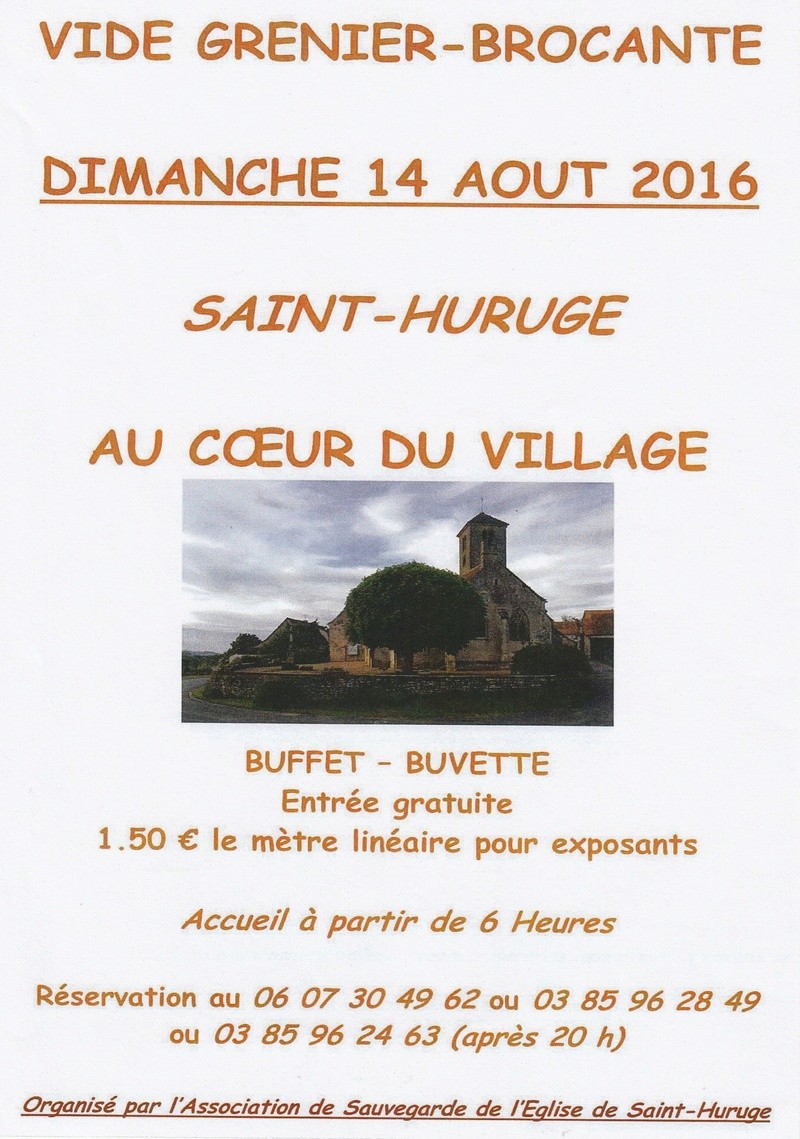 Dimanche 14 août - VIDE GRENIER - BROCANTE à SAINT-HURUGE, organisé par l'Association de Sauvegarde de l'Eglise de Saint-Huruge Brocan10