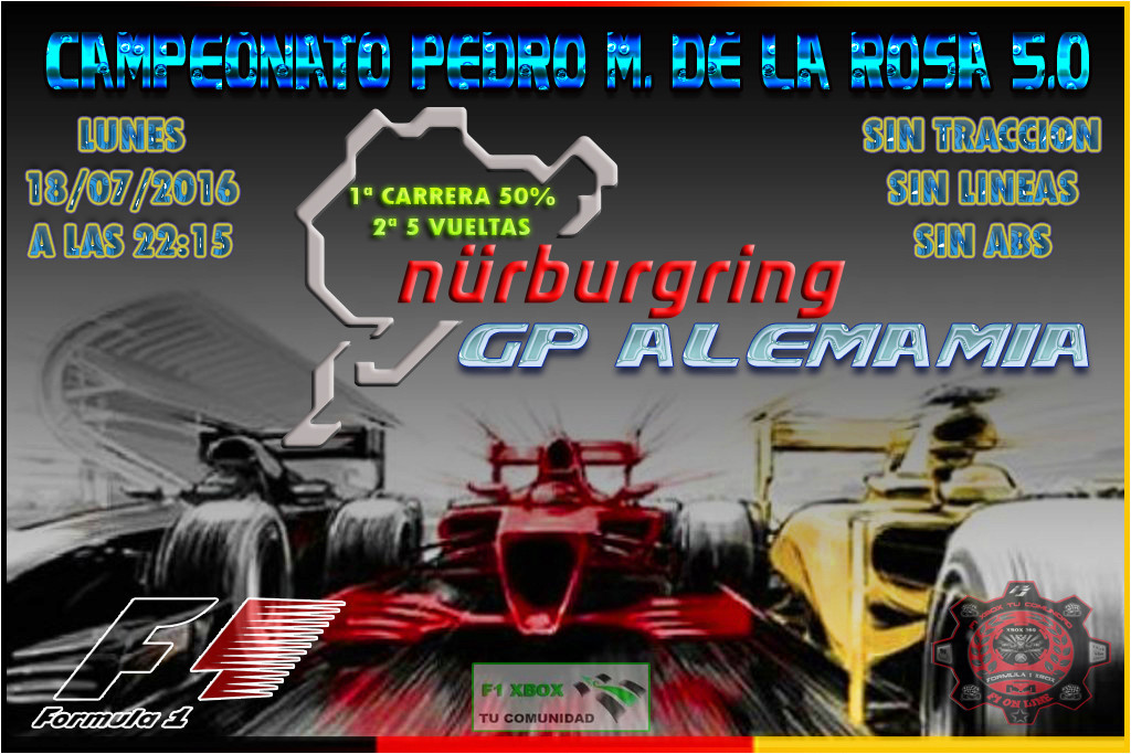 F1 2013 - XBOX 360 / CTO. PEDRO M. DE LA ROSA 5.0 - FORMULA 1 XBOX  / CONFIRMACIÓN DE ASISTENCIA  9ª CARRERA - GRAN PREMIO DE ALEMANIA / LUNES 25-07-2016 A LAS 22:15 HORAS. Gp_ale14