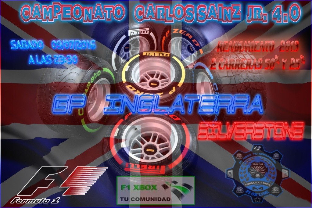 F1 2013 - XBOX 360  / CAMPEONATO CARLOS SAINZ JR. 4.0 - F1 XBOX / CONFIRMACIÓN DE ASISTENCIA A LA  9ª CARRERA / SÁBADO  / GRAN PREMIO DE  INGLATERRA 09-07-2016 A LAS 23:30 HORAS. Gp_ing12