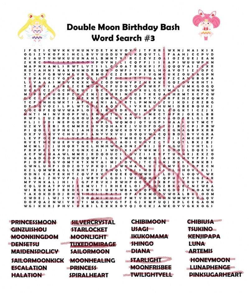 Double Moon Birthday Bash ~ Wordsearch Puzzle #3 ~ Wordse11