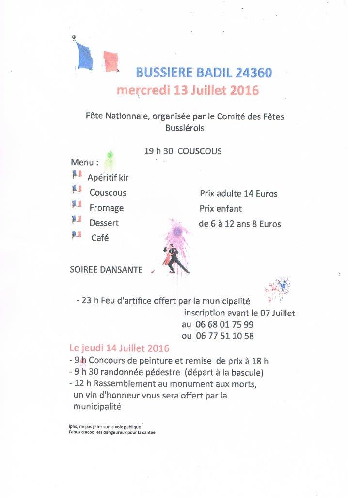 Fête Nationale à Bussière-Badil le 13 et le 14 juillet Sans_t13