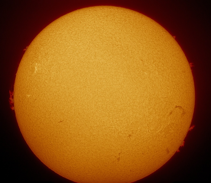 Soleil, H alpha, 1ere lumière pour ma ASI 178MM 20160710