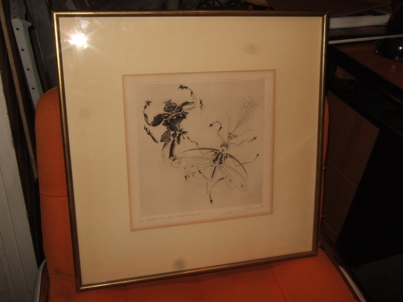 Gravure la belle et la bête signature  Michel Beret 1914-1966 Dscf1210