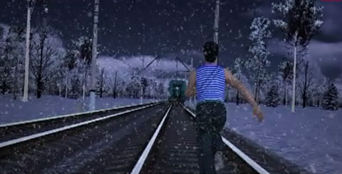 The precipitate a passenger from a train.  He ran to the nearest station,  7 kilometers in the dead of winter -40 degrees  Escaping from the cold  Supernormal abilities person in extreme situations  Tayga-10