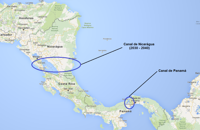 Os Canais de Panamá e de Nicarágua América do Sul, como o aumento de capacidade em Sines, Portugal e como a perdia de competitividade no Canal de Suez  Canais10