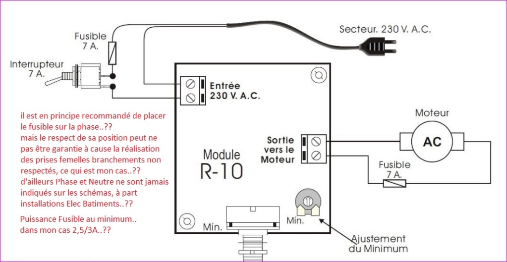 Branchement Variateur Choix sur Mot Universel 450W 220V Connex12