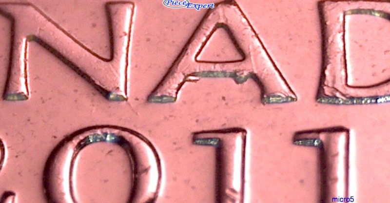 2011 - Deux Éclats de Coin, le 2ième A de CANADA (Die Chip) Cpe_im31