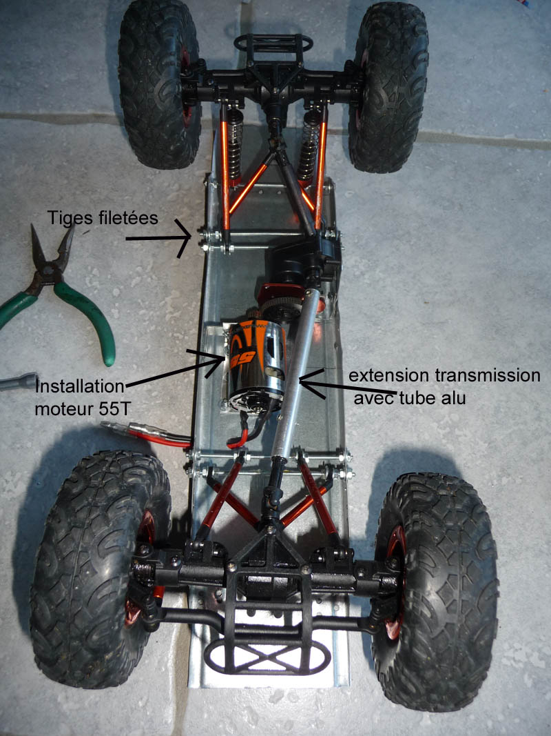 Créer soit même un scale trial 1/10 à partir de la récup de pièces de Kukal HSP 1/18 et d'un chassis en rail de Placo 6-inst10