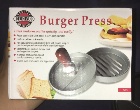 Pipe Luxus Burgerpresse mit 10 Burger-Papierfolien Seitli88