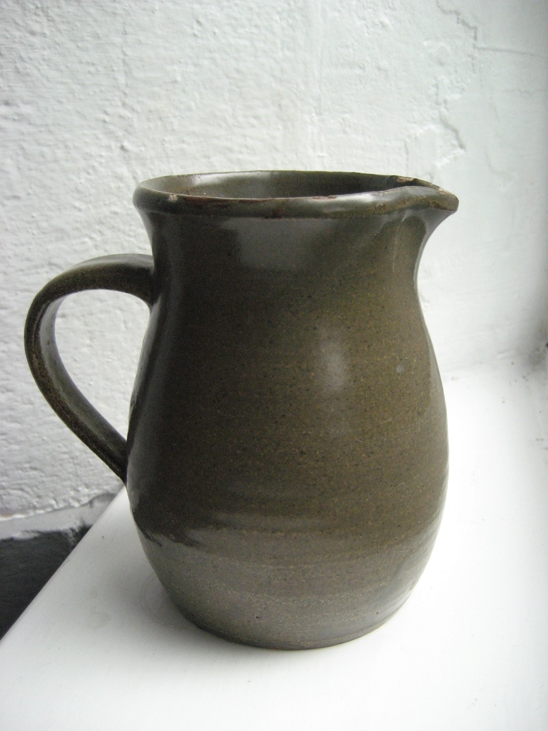 Old Dark Green Jug. Stamped A mark - cf, Ray Auker  Img_4214