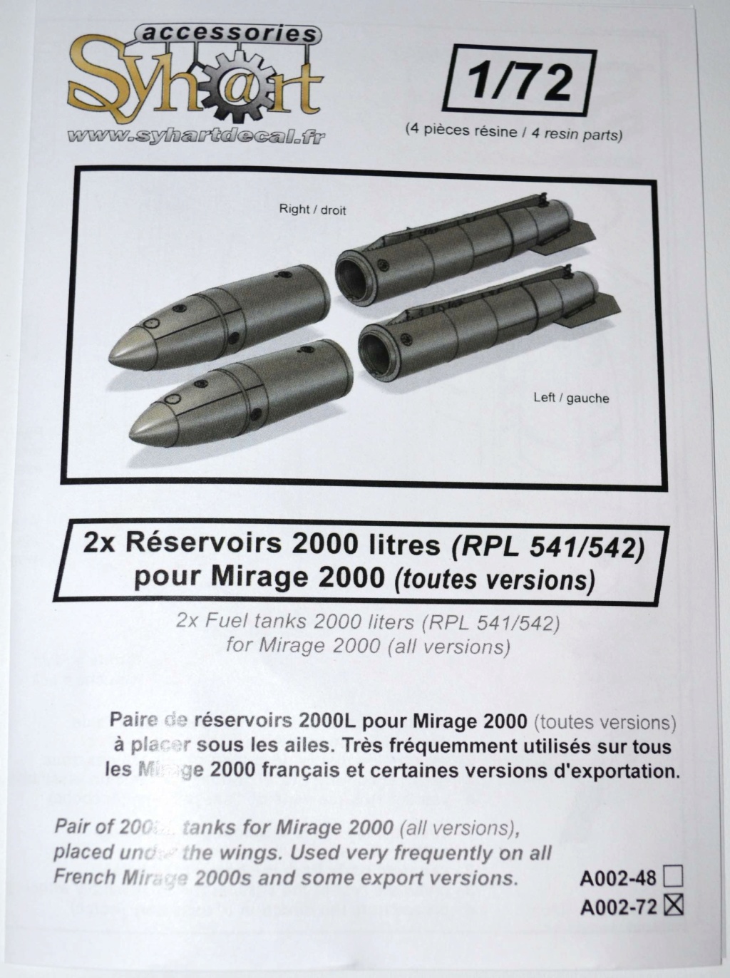 Syhart accessories A002 2x réservoirs 2000L pour Mirage 2000 Dsc_1136