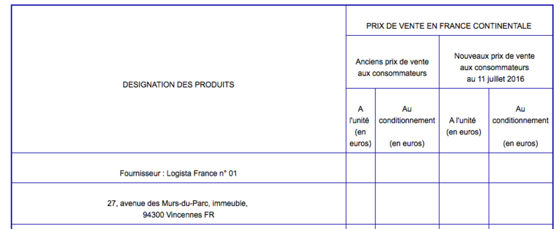 Liste des prix des tabacs en France au 01/06/2016 L111