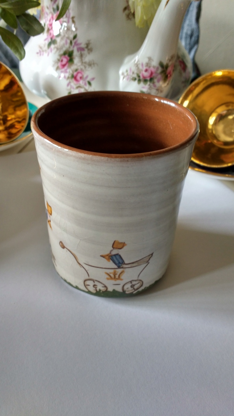 small terracotta torquay type mug unreadable stamp and 50:50 mark Img_2056