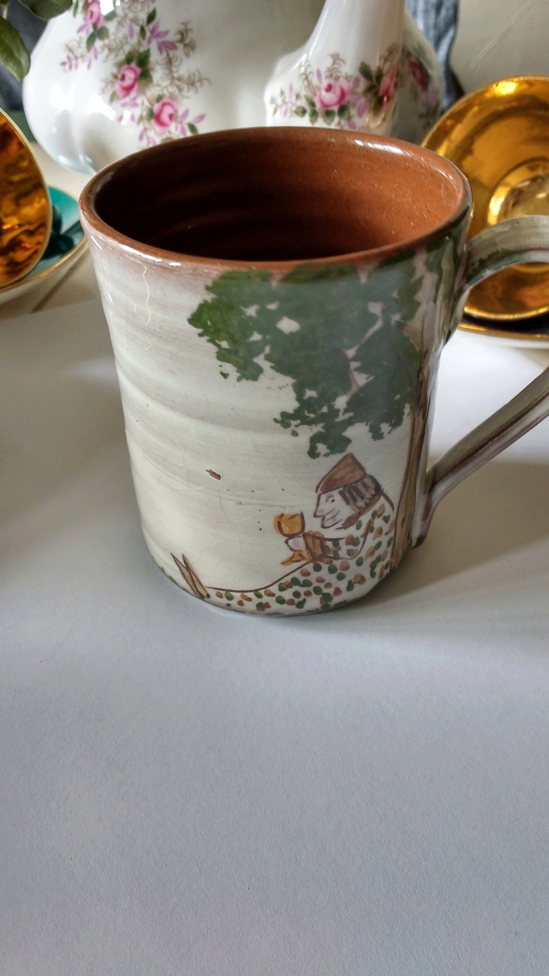 small terracotta torquay type mug unreadable stamp and 50:50 mark Img_2057