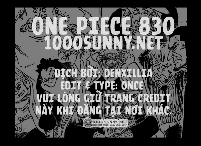 One Piece Chapter 830: Người mà ta có thể đặt cược. Credit11