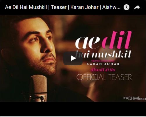 Ae Dil Hai Mushkil | Teaser | Karan Johar | Aishwarya Rai Bachchan, Ranbir Kapoor, Anushka Sharma 144