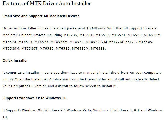 Drivers MTK con auto Instalador Dr10