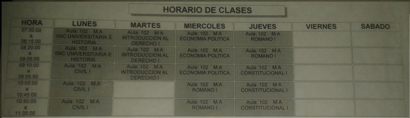 HORARIOS DE CLASES. Primer semestre. 20160510