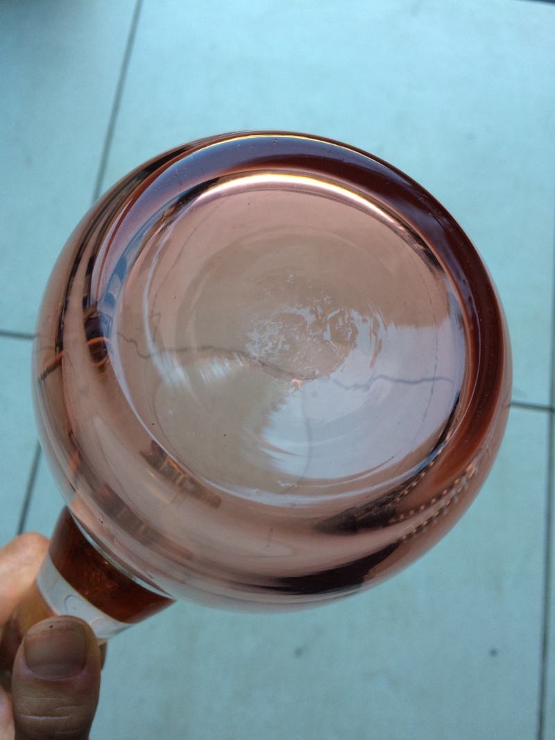 Tall glass pitcher - tinted pink glass fades to clear Img_6311