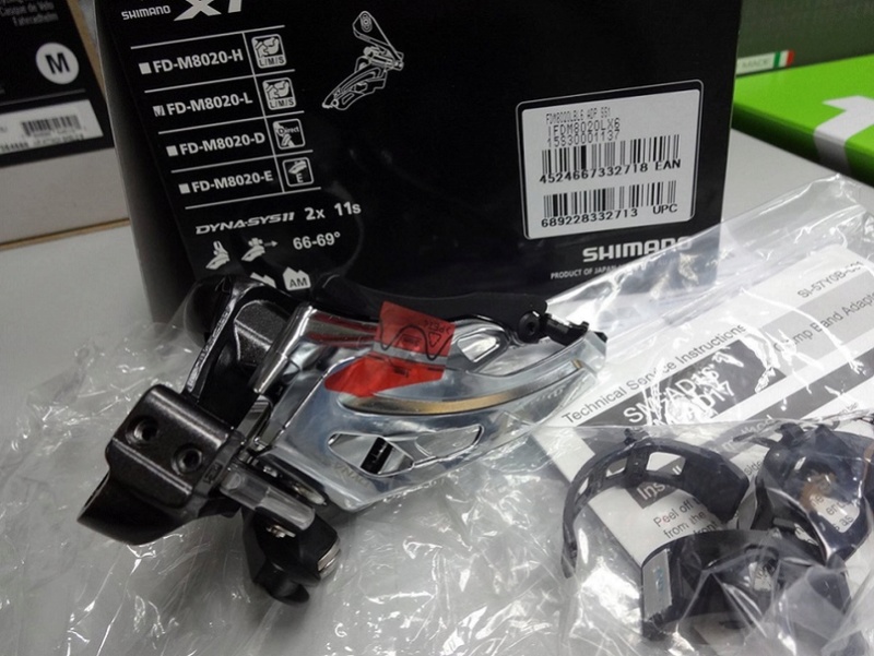 SHIMANO FD-M8020-L XT 兩片(新款側拉式,side-swing)LOW CLAMP波撥 - HK$244 (工商寫字樓包速遞送貨) Fd-m8010