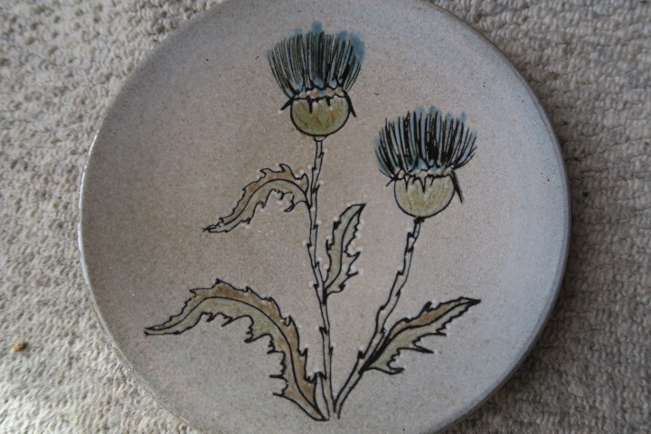 Thistle pattern Glazed plate - Michel Bailly, France  Img_3313