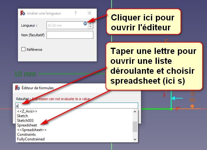 Utilisation de variables dans un dessin Freecad Insert10