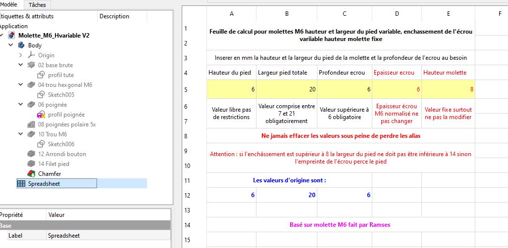 Utilisation de variables dans un dessin Freecad Spread10