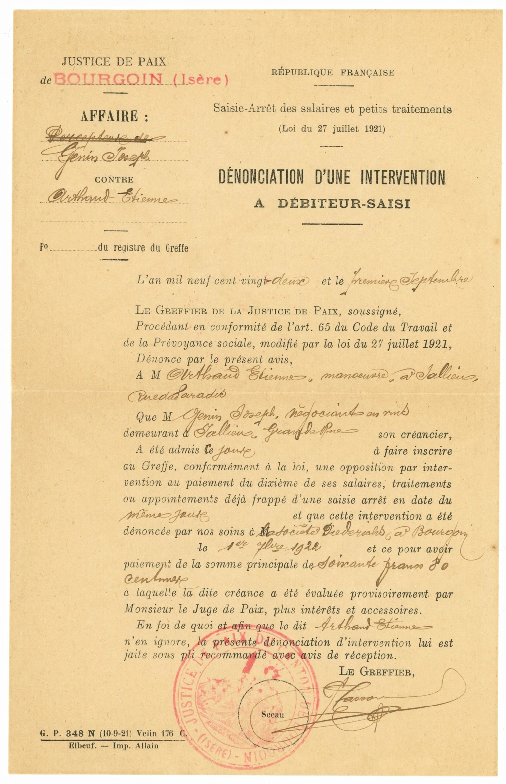 1922 Lettre recommandée Bourgoin annulation inconnue...et article de loi.? Img65810
