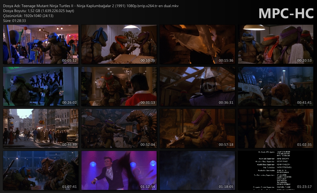 Ninja Kaplumbağalar 2 - Teenage Mutant Ninja Turtles II (1991) 1080p.brrip.x264.tr-en dual Teenag12