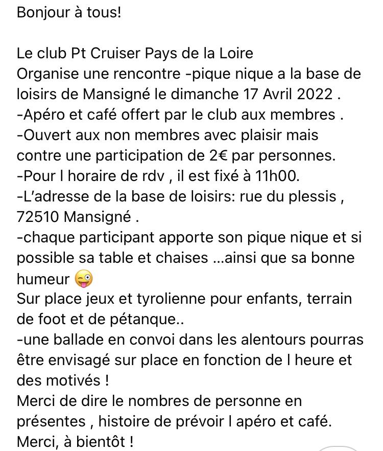 Pique nique Mansigné 72, Club Pays de la Loire, le 17 avril 2022 52418710