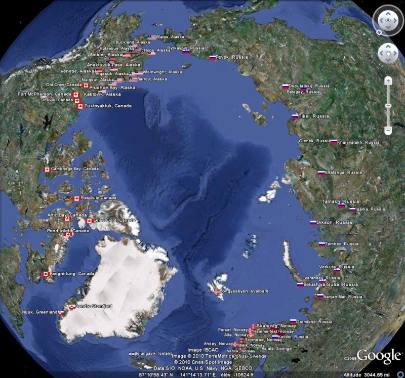 Océan Arctique les zones de peuplement [fichier KML pour Google Earth] Nord10