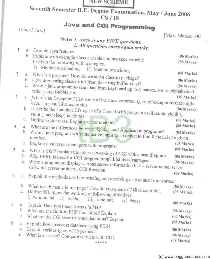 Previous Years Question Papers Required for 7 Sem CSE 4_10