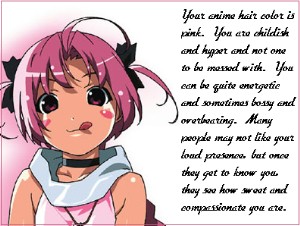 Test: Si tu fueras un personaje de anime...¿de que color tendrias el pelo? Pinkte10