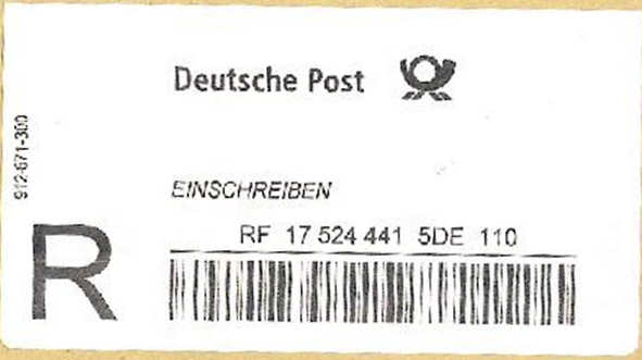 post - Reco-Aufkleber der Deutschen Post Dreco410