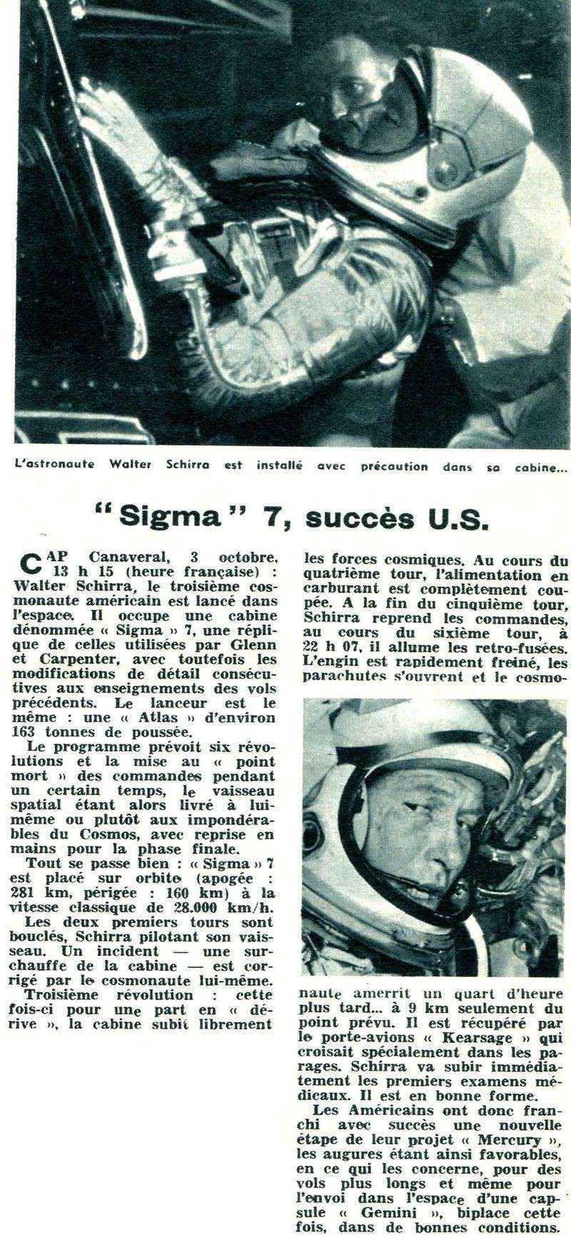 3 octobre 1962 - Walter Schirra - Sigma 7 62101510
